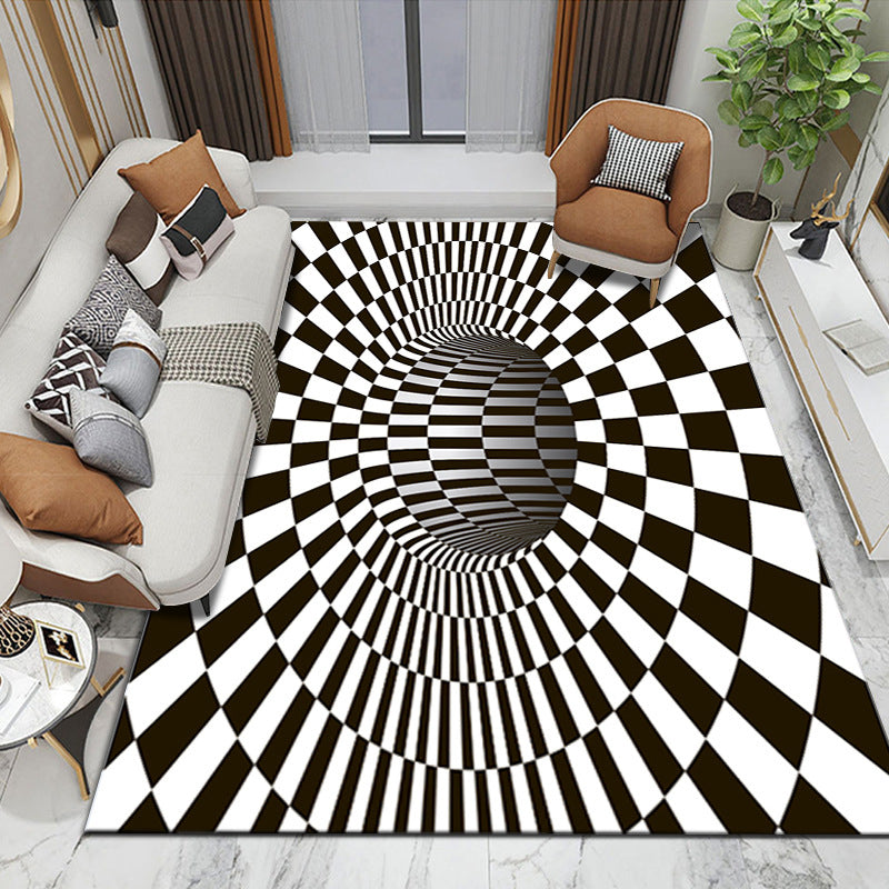 Orange Modern Rug Polyester Abstract Pattern Rug Washable Rug for Drawing Room