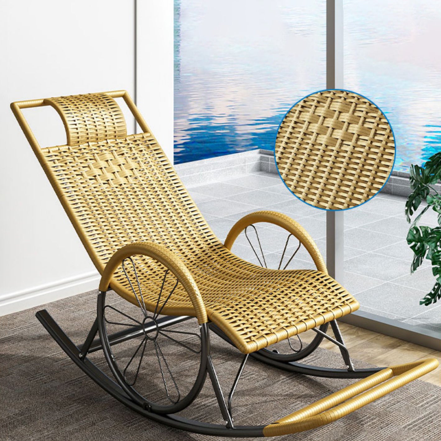 Contemporary Style Rocking Chair Rattan Rocking Chair for Leisure