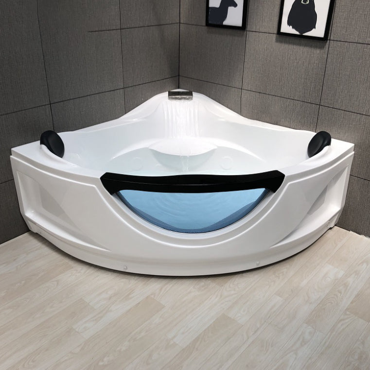 Modern Corner Bathtub Acrylic Soaking White Back to Wall Bathtub