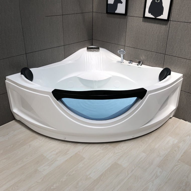 Modern Corner Bathtub Acrylic Soaking White Back to Wall Bathtub