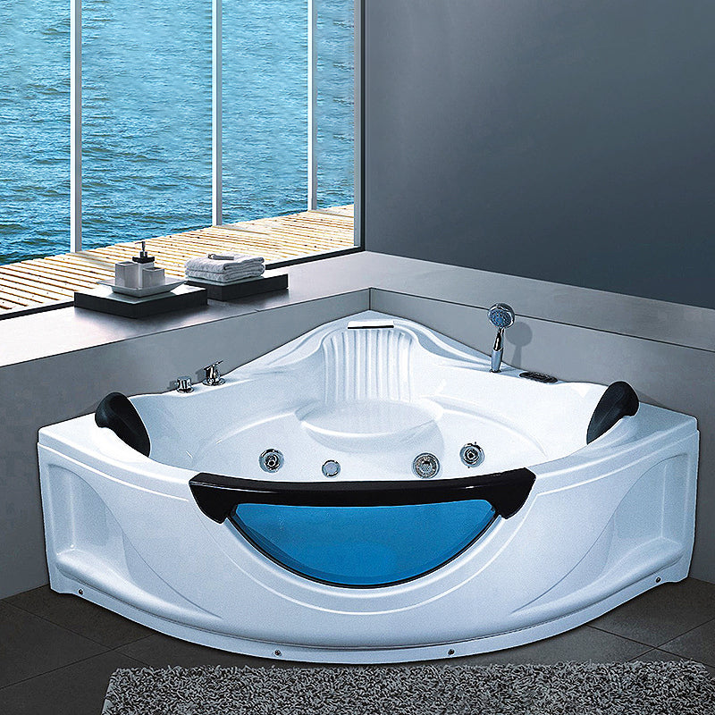 Modern Corner Bathtub Acrylic Soaking White Back to Wall Bathtub