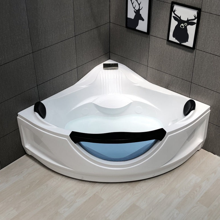 Modern Corner Bathtub Acrylic Soaking White Back to Wall Bathtub