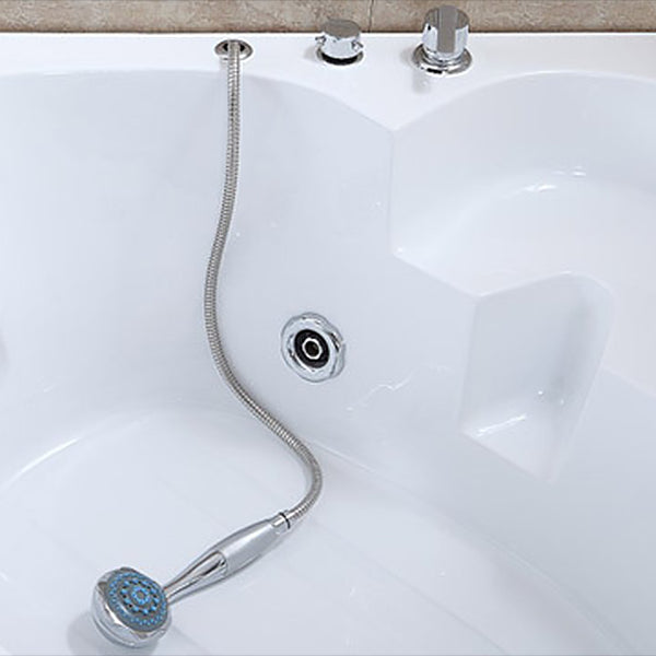Modern Corner Bathtub Acrylic Soaking White Back to Wall Bathtub