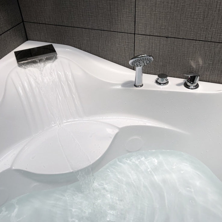 Modern Corner Bathtub Acrylic Soaking White Back to Wall Bathtub