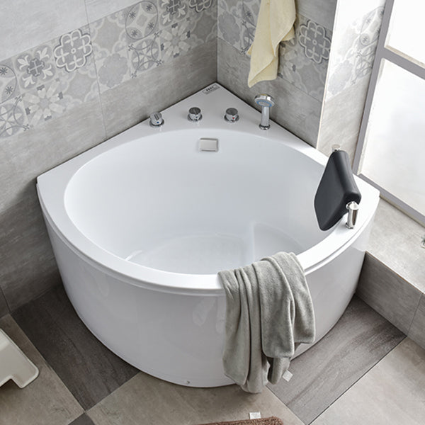 Corner Acrylic Bathtub Soaking White Modern Back to Wall Bath