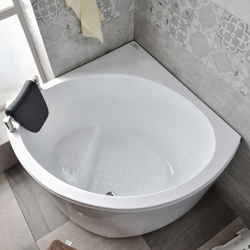Corner Acrylic Bathtub Soaking White Modern Back to Wall Bath