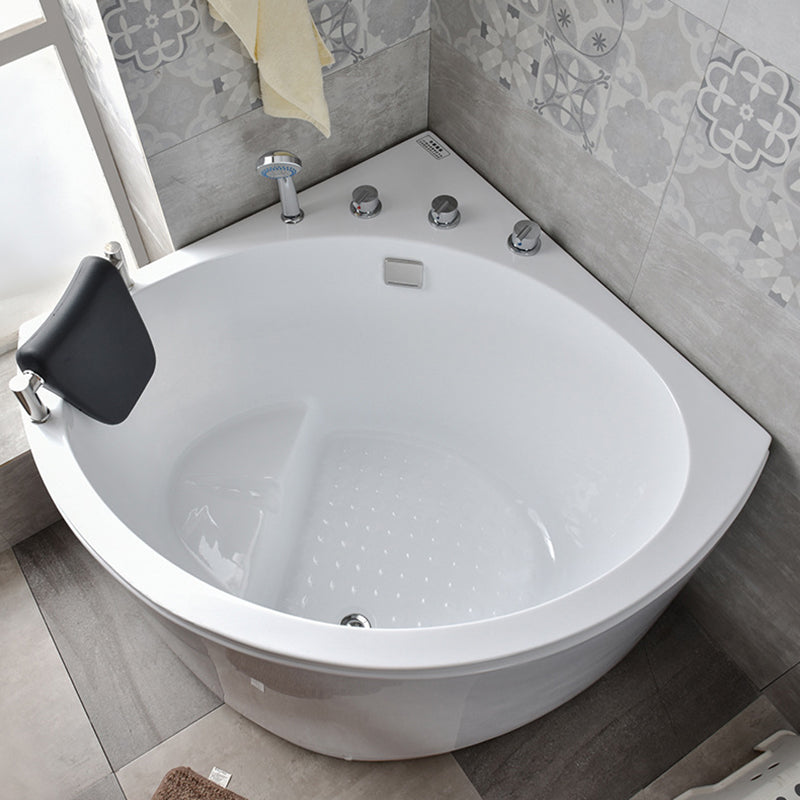 Corner Acrylic Bathtub Soaking White Modern Back to Wall Bath