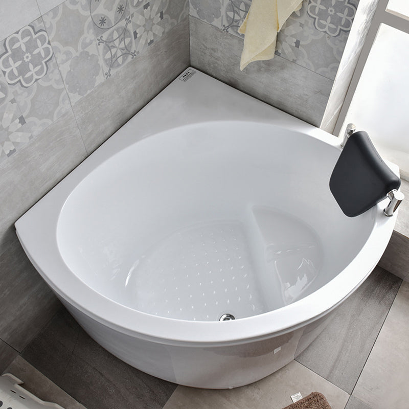 Corner Acrylic Bathtub Soaking White Modern Back to Wall Bath