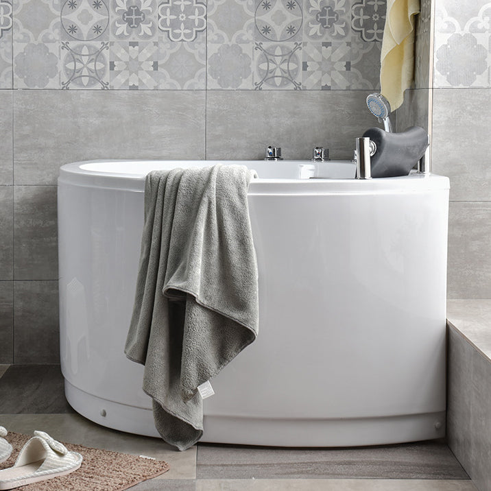 Corner Acrylic Bathtub Soaking White Modern Back to Wall Bath
