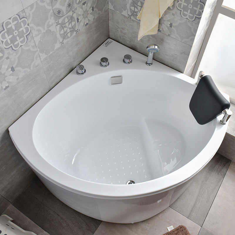 Corner Acrylic Bathtub Soaking White Modern Back to Wall Bath