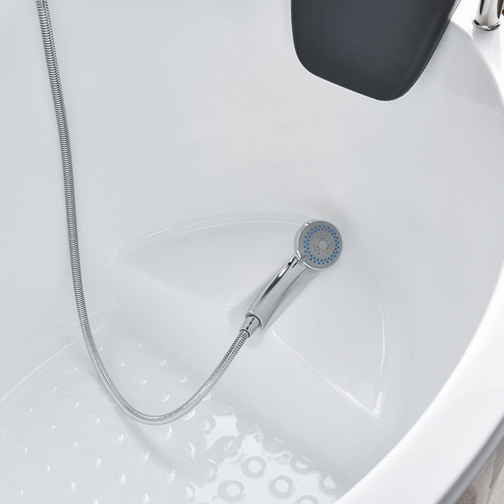 Corner Acrylic Bathtub Soaking White Modern Back to Wall Bath
