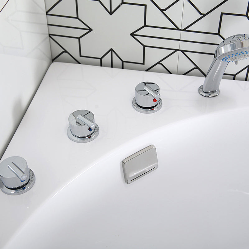Corner Acrylic Bathtub Soaking White Modern Back to Wall Bath