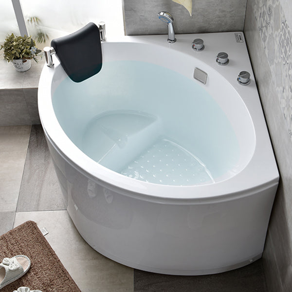 Corner Acrylic Bathtub Soaking White Modern Back to Wall Bath