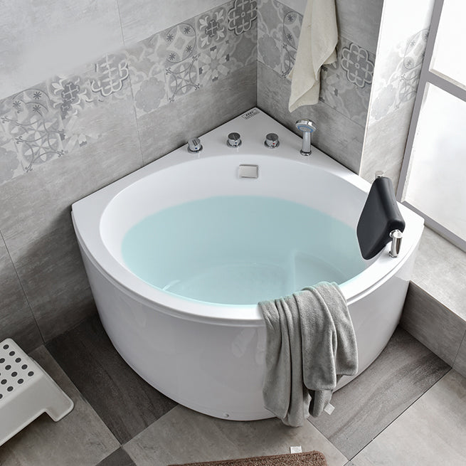 Corner Acrylic Bathtub Soaking White Modern Back to Wall Bath