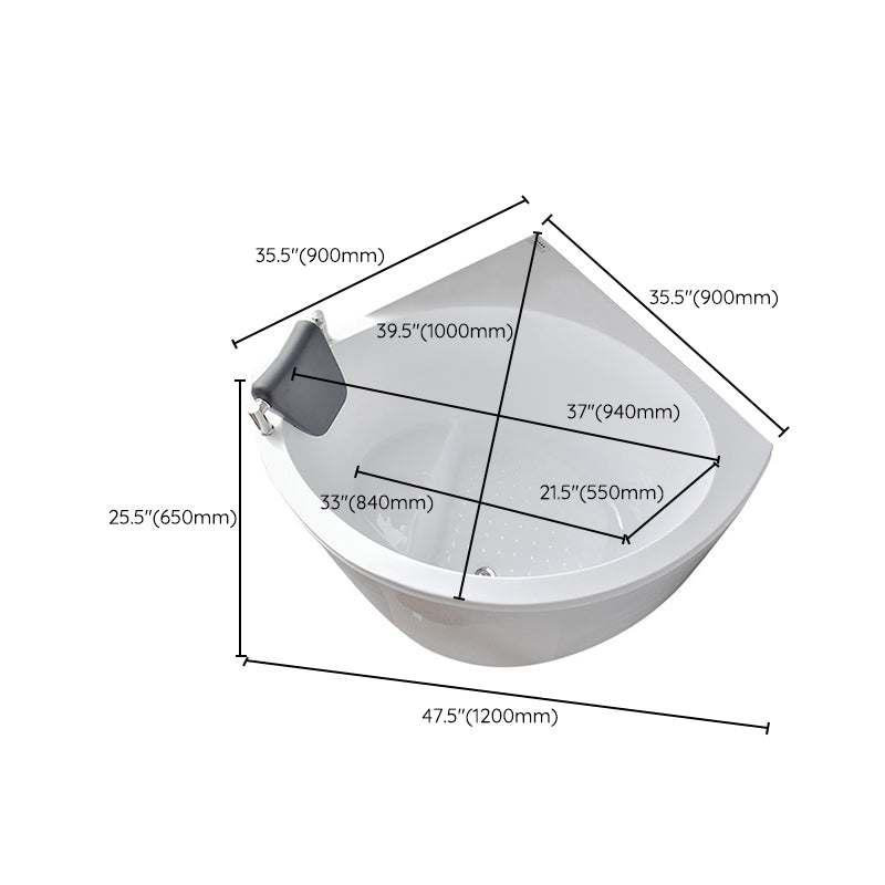Corner Acrylic Bathtub Soaking White Modern Back to Wall Bath