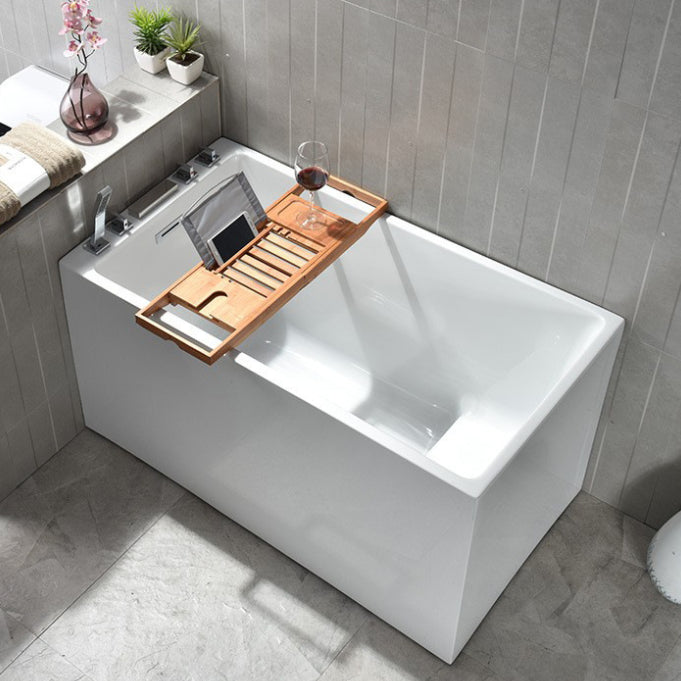 Modern Rectangular Bathtub Freestanding Acrylic Soaking White Bathtub (Board not Included)