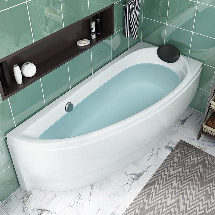 Acrylic Corner Bathtub Soaking White Modern Back to Wall Bath