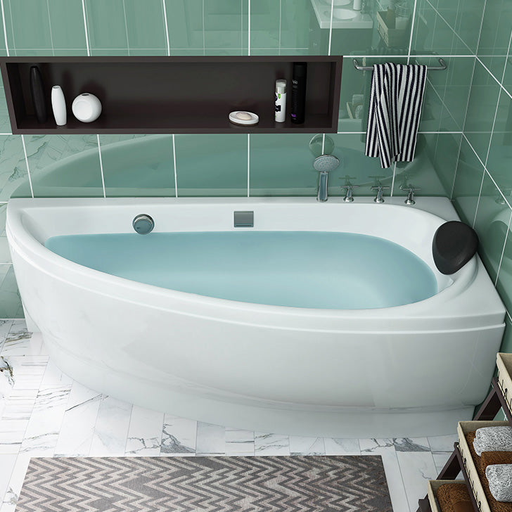 Acrylic Corner Bathtub Soaking White Modern Back to Wall Bath