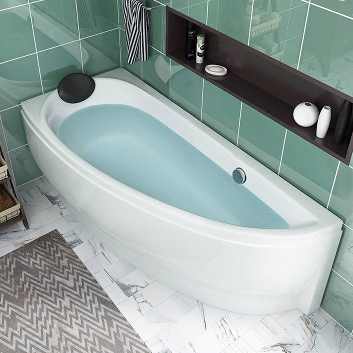 Acrylic Corner Bathtub Soaking White Modern Back to Wall Bath
