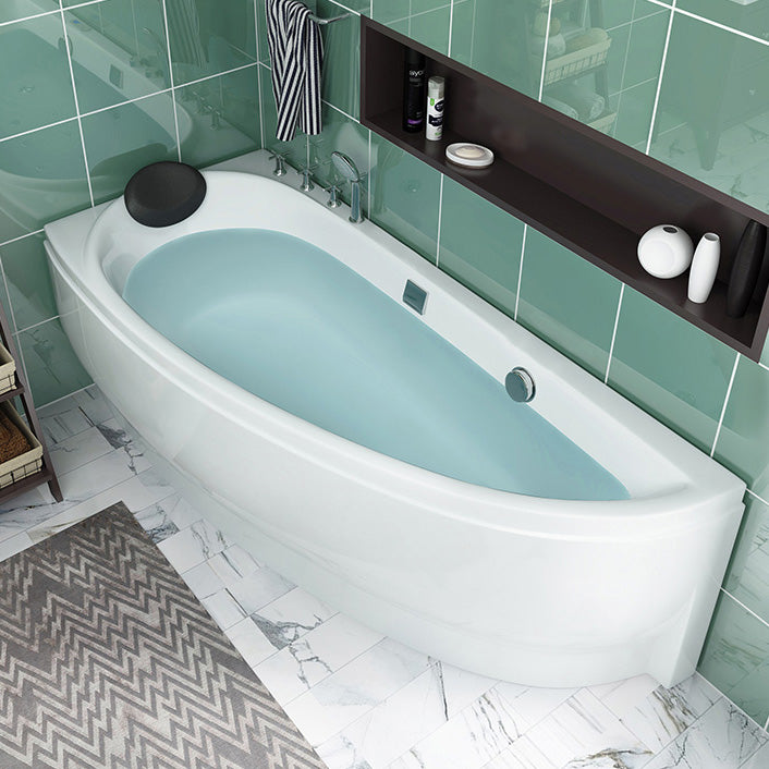 Acrylic Corner Bathtub Soaking White Modern Back to Wall Bath