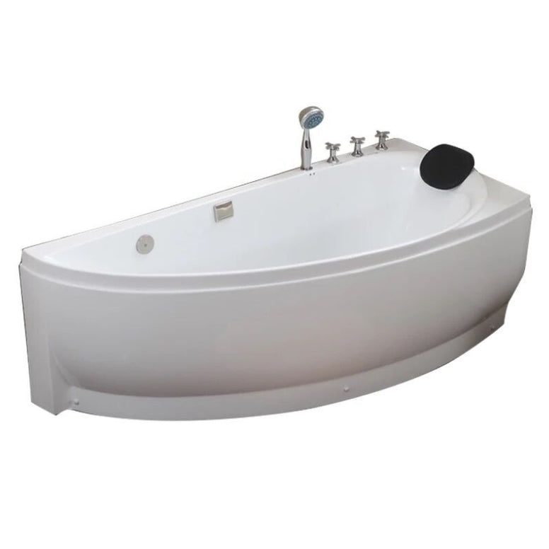 Acrylic Corner Bathtub Soaking White Modern Back to Wall Bath