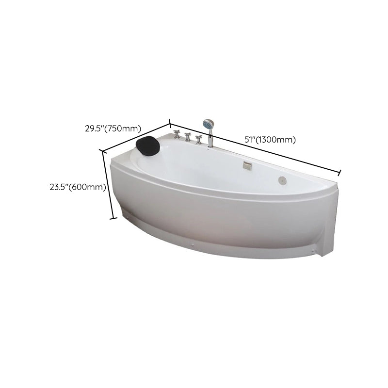 Acrylic Corner Bathtub Soaking White Modern Back to Wall Bath