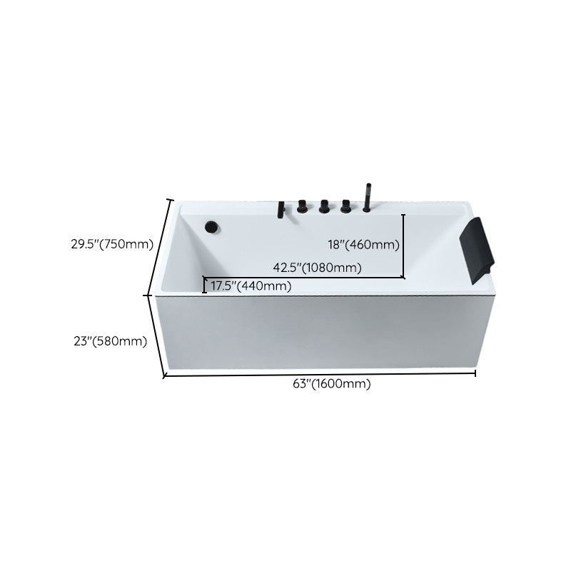 Modern Rectangular Bathtub White Soaking Acrylic Freestanding Bath