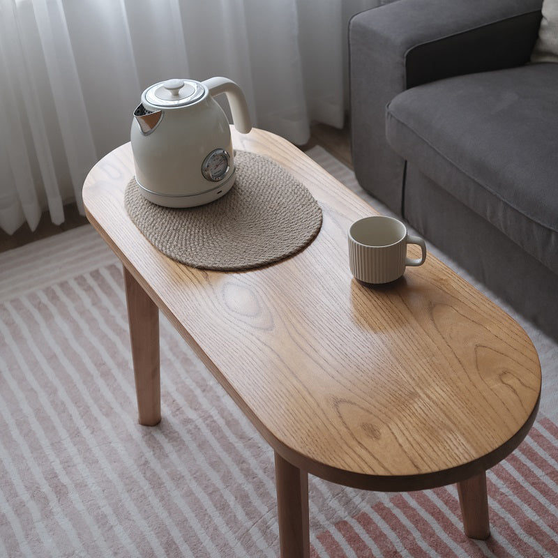 4 Legs Coffee Table Modern Brown Solid Wood Coffee Cocktail Table