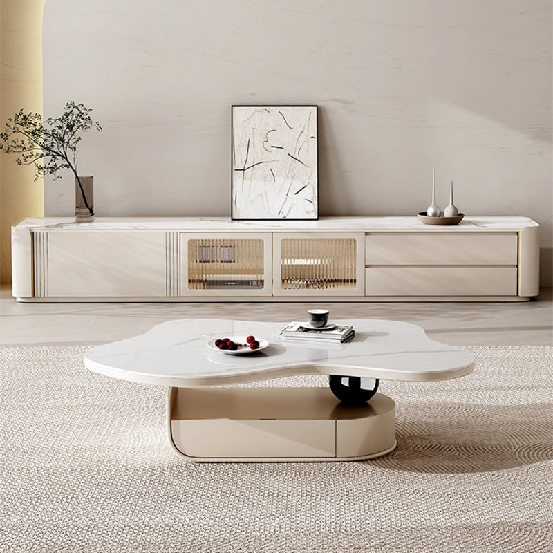 Modern Coffee Table Free Form Single Coffee Table with Storage Drawer
