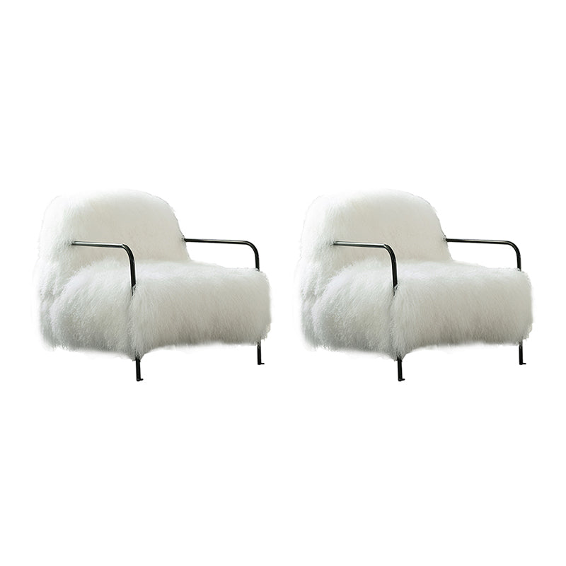 Contemporary 29.52 " Height White Wool Arm Chair for Bedroom