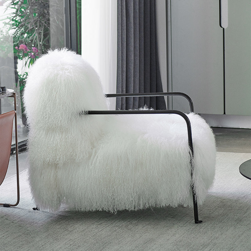 Contemporary 29.52 " Height White Wool Arm Chair for Bedroom