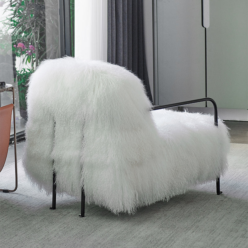 Contemporary 29.52 " Height White Wool Arm Chair for Bedroom
