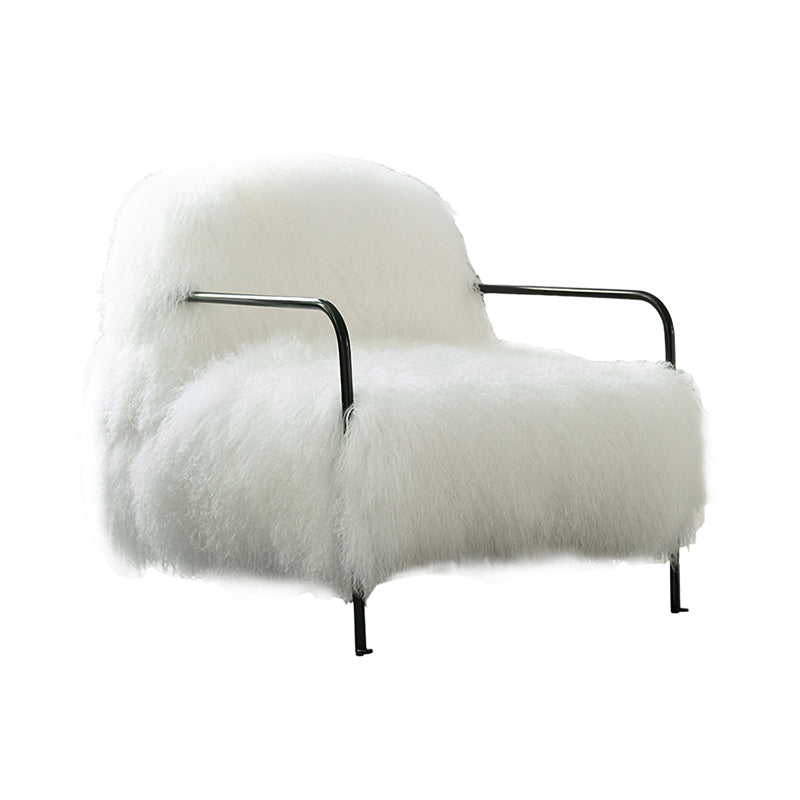 Contemporary 29.52 " Height White Wool Arm Chair for Bedroom