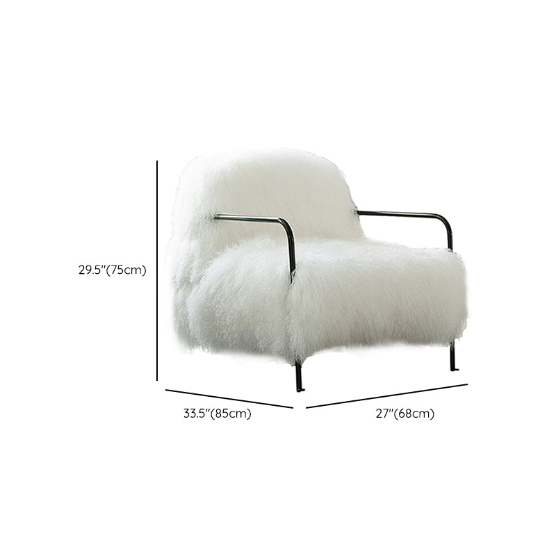 Contemporary 29.52 " Height White Wool Arm Chair for Bedroom