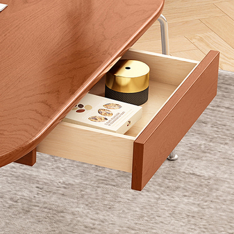 4 Legs Coffee Table Contemporary Oval Solid Wood Coffee Cocktail Table