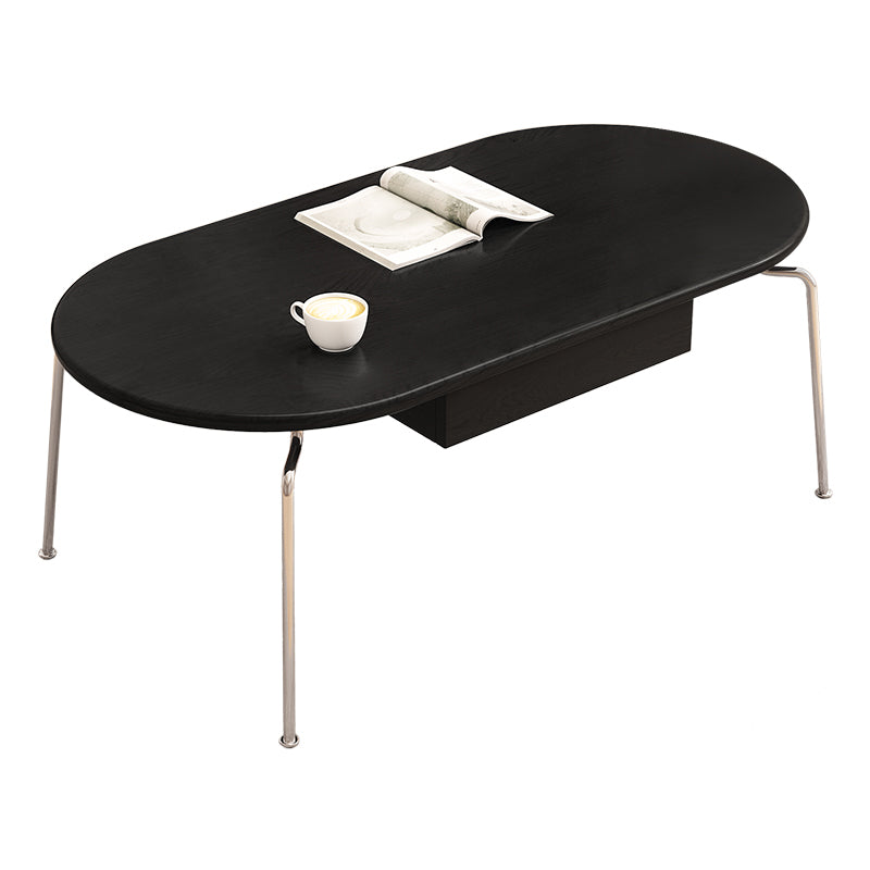 4 Legs Coffee Table Contemporary Oval Solid Wood Coffee Cocktail Table