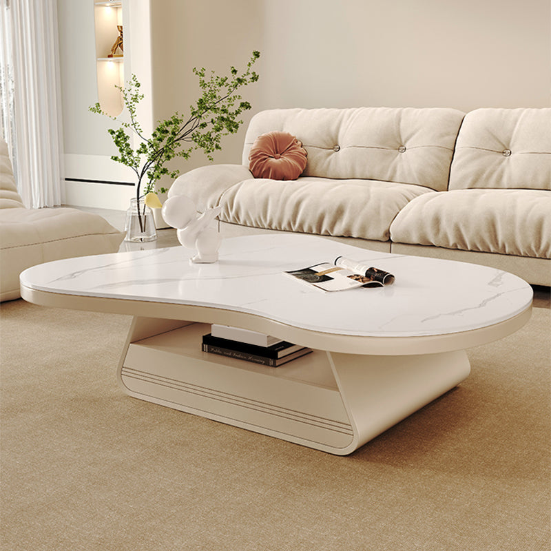 Storage Drawer Coffee Table with Srone Top Free Form Single Coffee Table