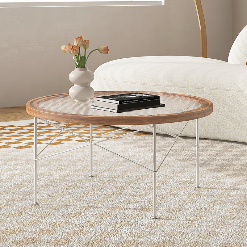 15"H Tropical Coffee Table Glass 4 Legs Coffee Cocktail Table