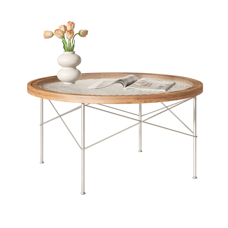 15"H Tropical Coffee Table Glass 4 Legs Coffee Cocktail Table