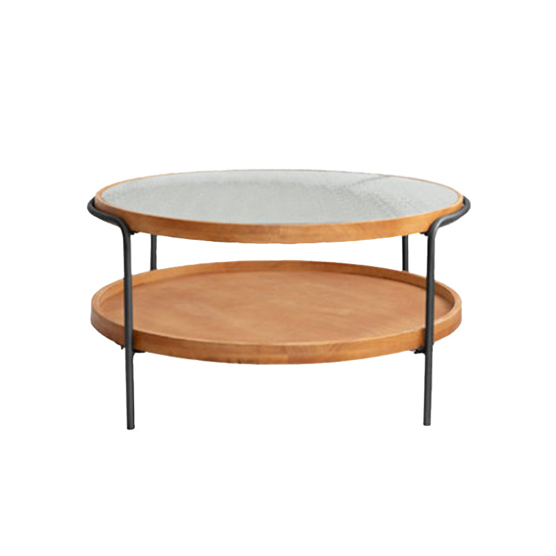 32" Wide Tropical Coffee Table Glass Storage Coffee Cocktail Table