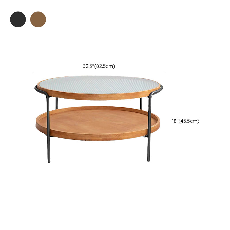 32" Wide Tropical Coffee Table Glass Storage Coffee Cocktail Table