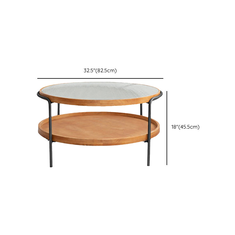 32" Wide Tropical Coffee Table Glass Storage Coffee Cocktail Table