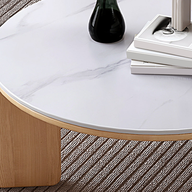 Contemporary Solid Wood Coffee Cocktail Table Slate Round Top Coffee Table