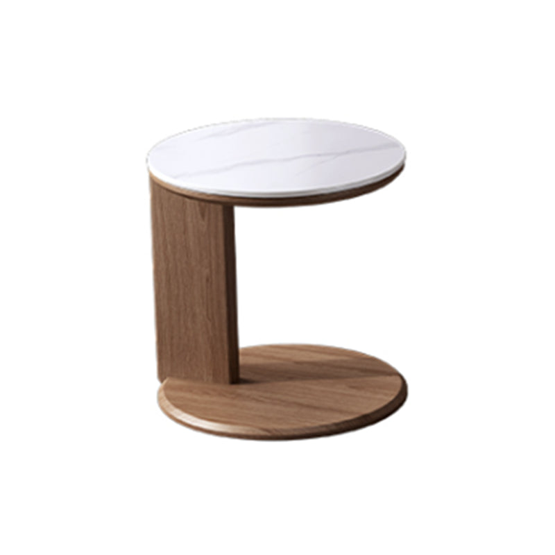 Contemporary Solid Wood Coffee Cocktail Table Slate Round Top Coffee Table
