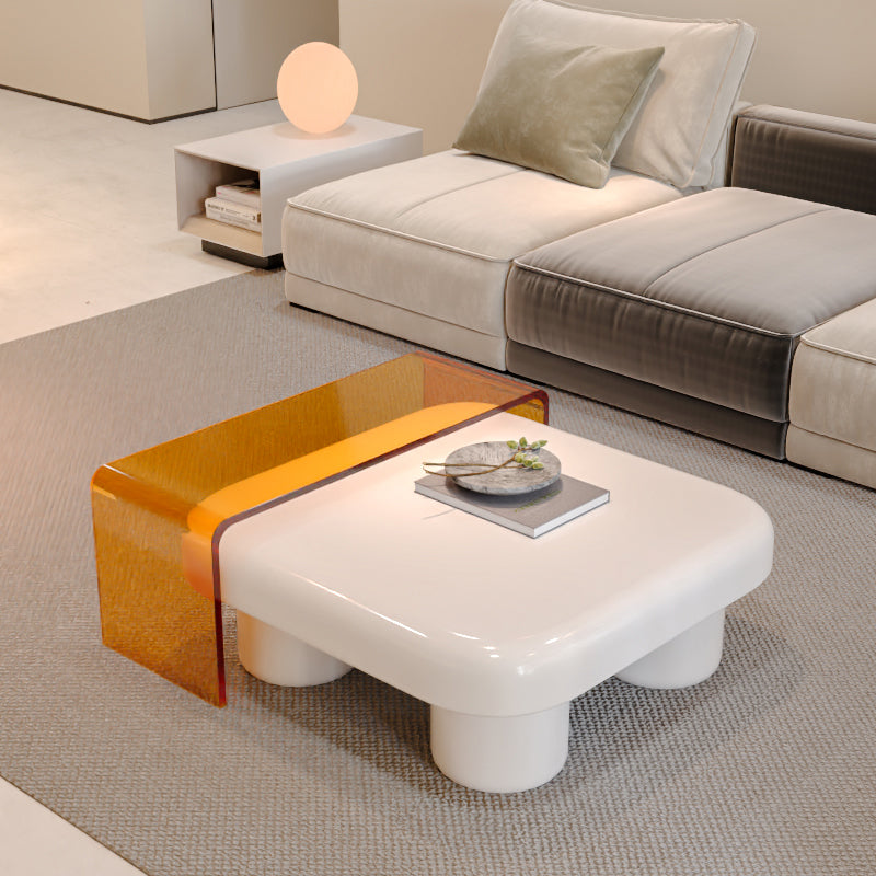 Contemporary 2 Nesting Coffee Table Set Square 4 Legs Cocktail Table