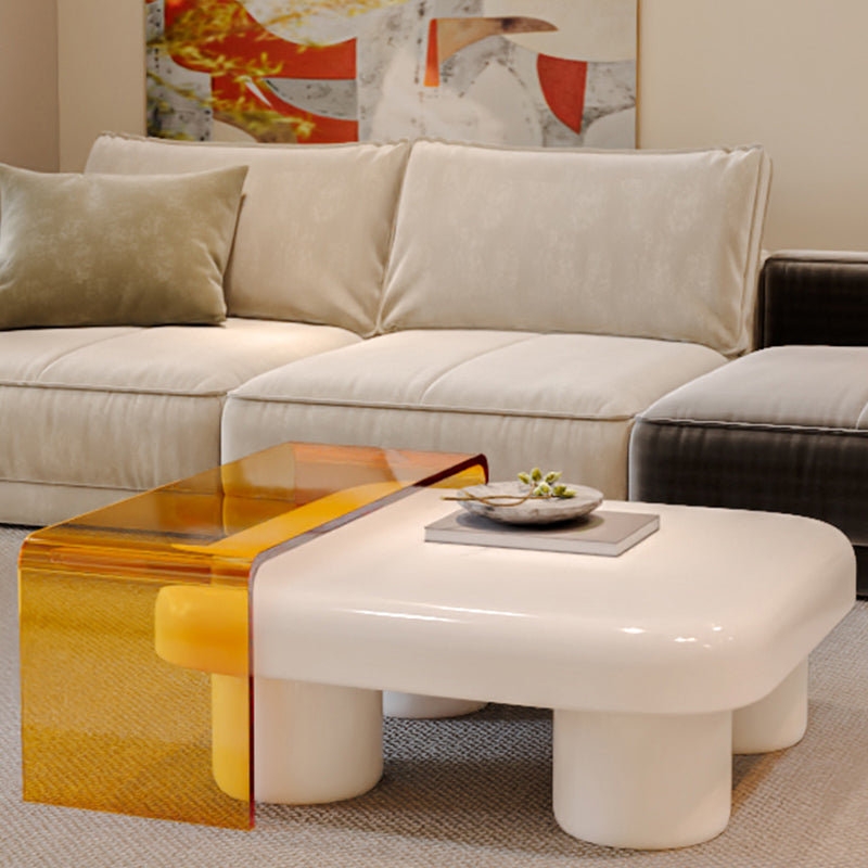 Contemporary 2 Nesting Coffee Table Set Square 4 Legs Cocktail Table