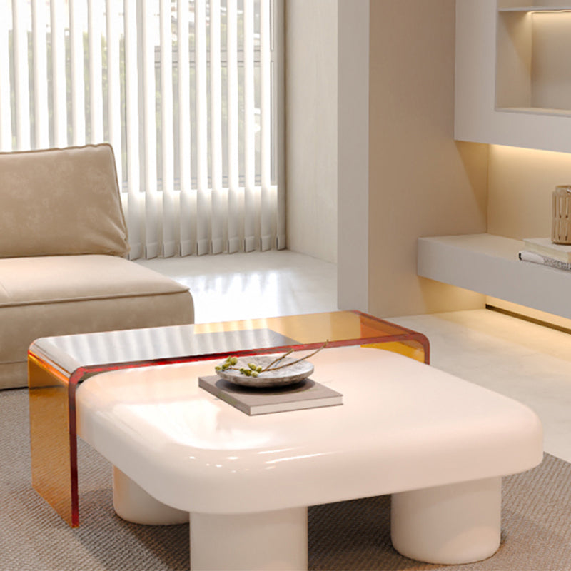 Contemporary 2 Nesting Coffee Table Set Square 4 Legs Cocktail Table