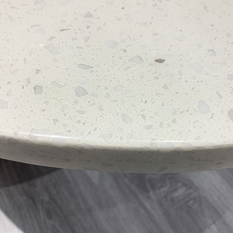Round Terrazzo 1 Single Coffee Table Modern Style Wooden 3 Legs Cocktail Table