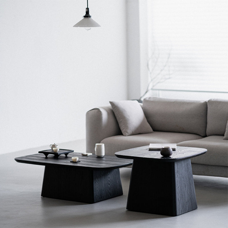 Pedestal Solid Wood Coffee Table Set Elliptical Simple Cocktail Table