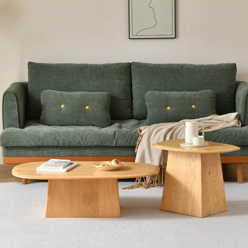 Pedestal Solid Wood Coffee Table Set Elliptical Simple Cocktail Table